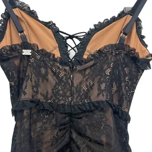 For Love And Lemons Gracie Lace Slip Dress Black Sheer Dark Romantic Corset S thumbnail 9