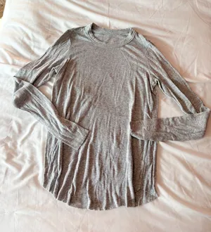 Aerie Real Soft Light Grey Ribbed Long Sleeve Top Size XS thumbnail 1