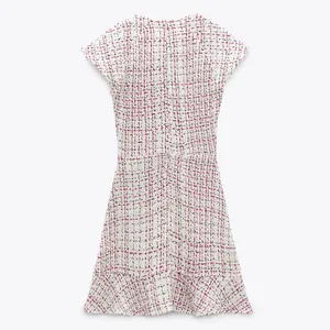 Zara Textured Weave Tweed Dress With Ruffles thumbnail 4