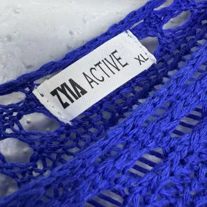 ZYIA Active Crochet Open Knit Knitted Cover Up Poncho Size XL Blue Beach Boho thumbnail 9