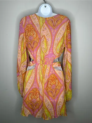Zara Paisley Cutout Boho Mini Dress‎ With Balloon Sleeves Size M NWT thumbnail 6