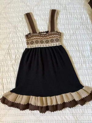 Carolina K XS Alpaca Merino Wool Fair Isle Babydoll Mini Dress Boho Cottagecore thumbnail 8