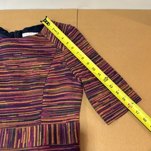 Trina Turk Striped Jersey 3/4 Sleeve Knee Length Fitted Sheat Dress Maroon Brown thumbnail 11