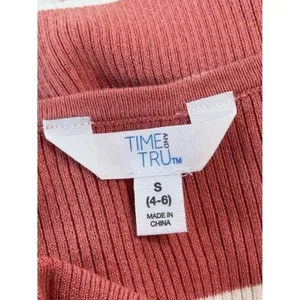 Time and Tru Coral Pink White‎ Striped Ribbed Knit Maxi Dress Sleeveless Small 6 thumbnail 8