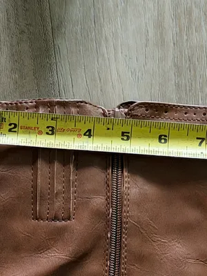 Faux Leather Over-the-Knee Riding Boots Brown with Buckles. thumbnail 13