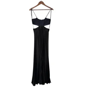 AMUR Elodie Pleated Cutout Maxi Gown Navy Black Formal Dress 4 NWOT thumbnail 3