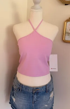 lululemon athletica Pink Halter Crop Camisole thumbnail 1