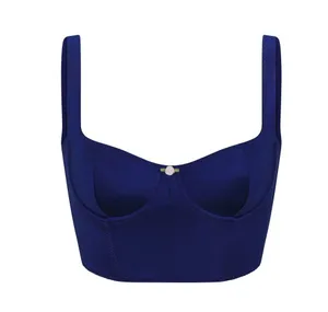 Skims Stretch Satin Corset in Neptune thumbnail 1