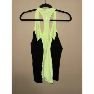 Lululemon Racerback Tank Top Neon Lime Green Black Colorblock Women Athletic M thumbnail 2