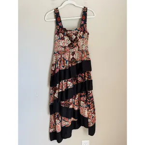 Anthropologie Midi Dress Womens XS Square Neck Tapestry Tiered Ruffle thumbnail 2