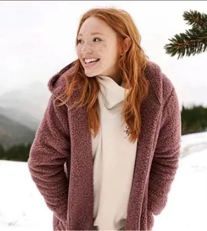 PINK maroon fuzzy jacket thumbnail 1