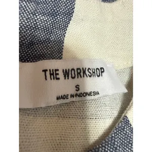 The Workshop Gray Cream Linen Checkered Sleeveless Henley Shirt Tank Top Size S thumbnail 4