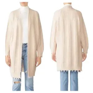 Elliatt Sweater Women Small Beige Ivory Knit Knit Open Front Long Line Cardigan thumbnail 2