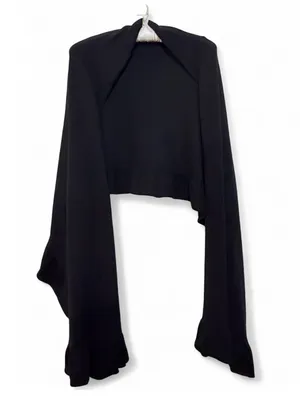 Evelyn Grace Women’s 100% Cashmere Ruffle Shawl Black One Size One Size thumbnail 2