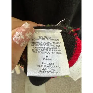 Vintage Jolly Sweaters Crazy Cat Lady Embroidered Pull Over Christmas Sweater M thumbnail 4