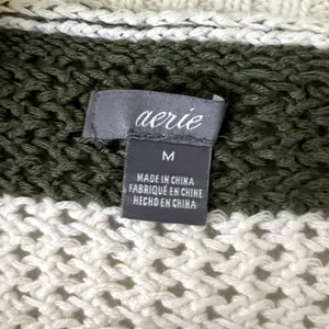 Aerie Green Striped Knit Sweater thumbnail 6