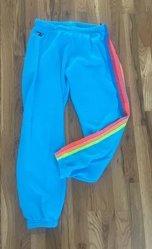 RARE Aviator Nation Neon 5 Stripe Sweatpants thumbnail 1