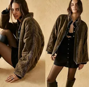 Free People Dolman Quilted Knit Jacket in Dusted Military Grunge Green Medium thumbnail 12