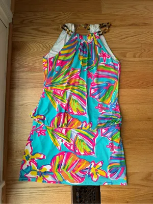 Lilly Pulitzer Siena Sea Blue Summer Haze Halter Dress S thumbnail 5
