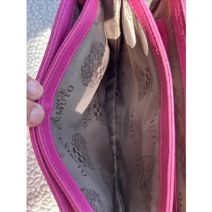 Vince Camuto Pink Pebbled Leather Crossbody Satchel Bag Gold Hardware Top Handle thumbnail 14