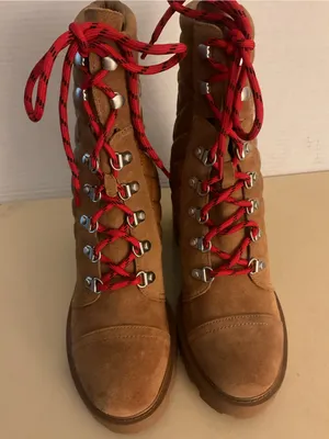 Nine West women platform Brown Suede leather Combat unite Boots US 8 thumbnail 5