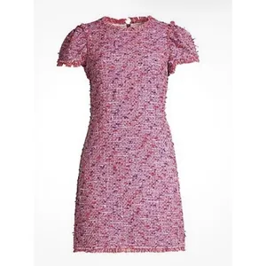 Kate Spade New York Flutter Sleeve Tweed Dress Pink Size 12 Jackie O Preppy‎ thumbnail 10