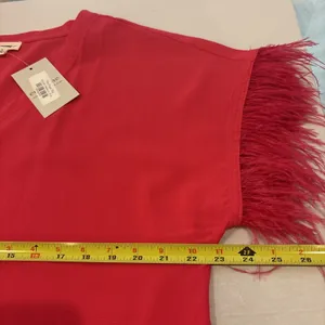 NWT Ee:Some Women Size Medium Hot Pink‎ Blouse Feather Sleeve Lightweight Shirt thumbnail 6