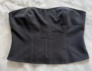 WHITE FOX BOUTIQUE Hours In Silence Crop Corset Tube Top in Charcoal Sz Medium thumbnail 1