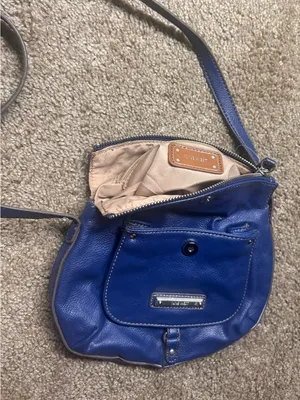 Nine West Blue Leather Crossbody Saddle Bag thumbnail 4