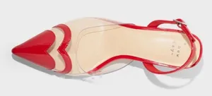A New Day Red Clear Slingback Heels Kitten Heel Pointed Toe Valentine Y2K Sz 7.5 thumbnail 1