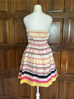 Lilly Pulitzer Lottie Strapless Dress Size 10 Yellow Pink Colorblock Style 27063 thumbnail 4