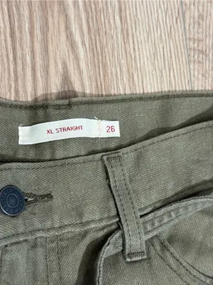 Levis Premium XL Straight Olive Green Baggy Wide Leg‎ Pants W26 L29 Y2K thumbnail 3