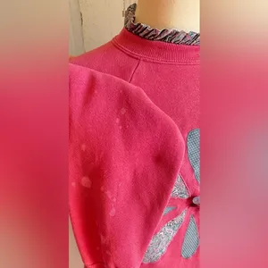 Vintage Floral Appliqué Cottagecore DIY Grunge Sweatshirt XL‎ Hanes Her Way thumbnail 6