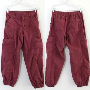 American Eagle Brick Red High Waist Pull On Baggy Jogger Cargo Pants Size 6 thumbnail 2