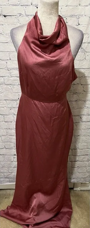Cider Mauve Satin Elegant Halter Low back Formal Party Gown Dress Size Large thumbnail 1