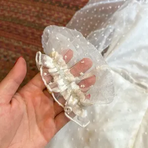 Lucy In The Sky White Mesh Puff Sleeve Polka Dot Bridal Dress thumbnail 6