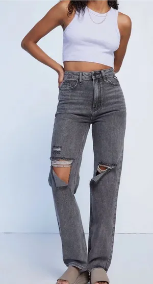 Pacsun black/dark grey ripped 90s boyfriend jeans thumbnail 1