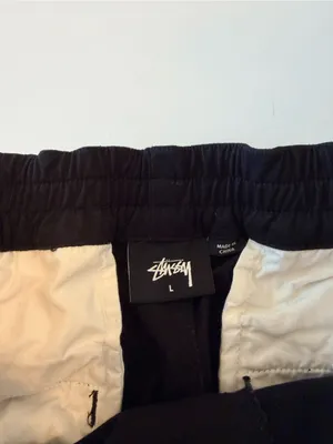 STUSSY women's cotton pull up straight leg pants black, size L thumbnail 10