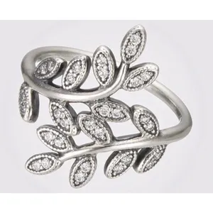Authentic PANDORA “Sparkling Leaves” Ring & Earring Set -Sterling & CZ's -Sz 7.5 thumbnail 4