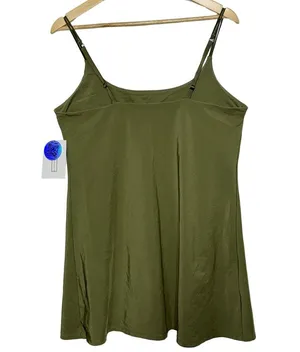 Abercrombie & Fitch Olive Green Spaghetti Strap Slip Dress Shapewear Size Large thumbnail 2