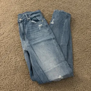 American Eagle Outfitters High Rise Blue Jeans with Distressed Details thumbnail 1