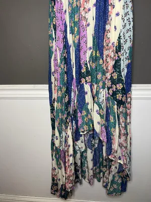 Olivaceous Dress Womens Medium Multicolor Floral Wrap Maxi Ruffle Sundress thumbnail 3
