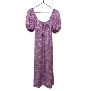Faithfull the Brand Women's Purple Midi Dress Sz 4 Cottagecore Glam Dainty thumbnail 2