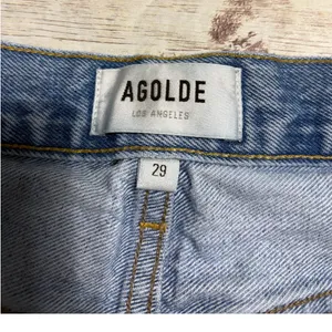 AGOLDE Distressed Frayed Hem Denim Shorts Jorts Women's Size 29 Button Fly Raw thumbnail 3
