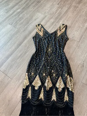PrettyGuide Black Sequin Fringe Cocktail Dress Size M thumbnail 5