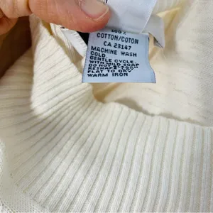 VINTAGE TALBOTS Beige Mock Neck Cotton Knit Top thumbnail 7