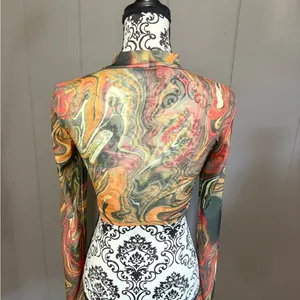 NGORDER Multi Swirl Cut Out Long Sleeve Crop Top thumbnail 3
