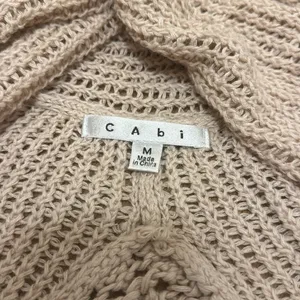 cAbi Tan Teachers Pet Open Knit Cardigan Sweater Asymmetrical Hem thumbnail 2
