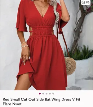Red mini cut out dress vacation holiday small nwot thumbnail 3