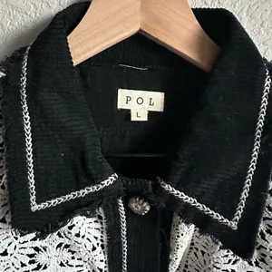 💙POL Floral Lace Patchwork Contrast Button Jacket thumbnail 4